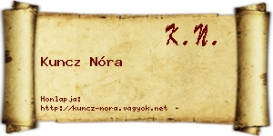 Kuncz Nóra névjegykártya