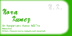 nora kuncz business card